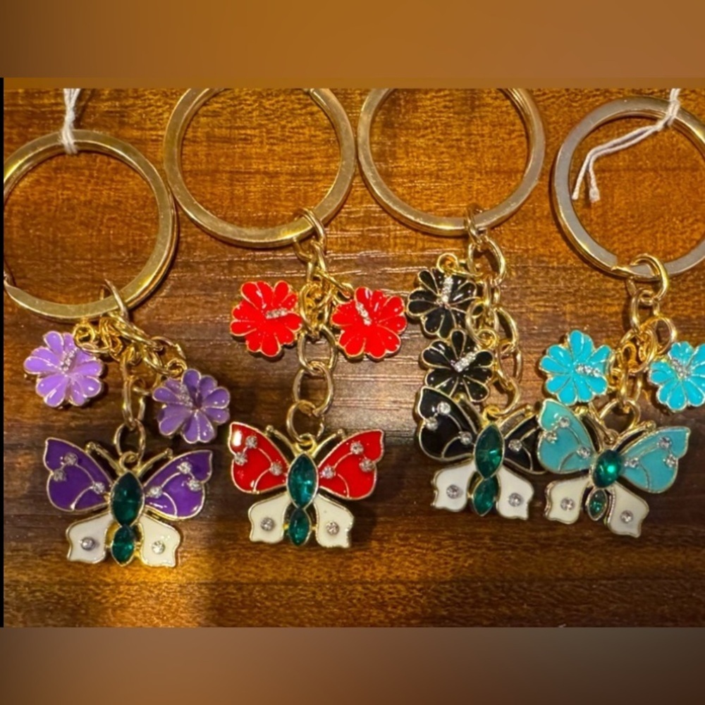 Butterfly Bag Charm/Keychain Goldtone Choice of Color NWOT